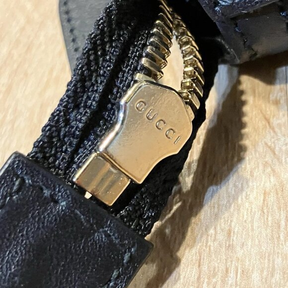 Gucci Black GG Guccissima Leather Zip Tote 449658 Hand Bag Large 2 Way AUTHENTIC - Picture 11 of 11